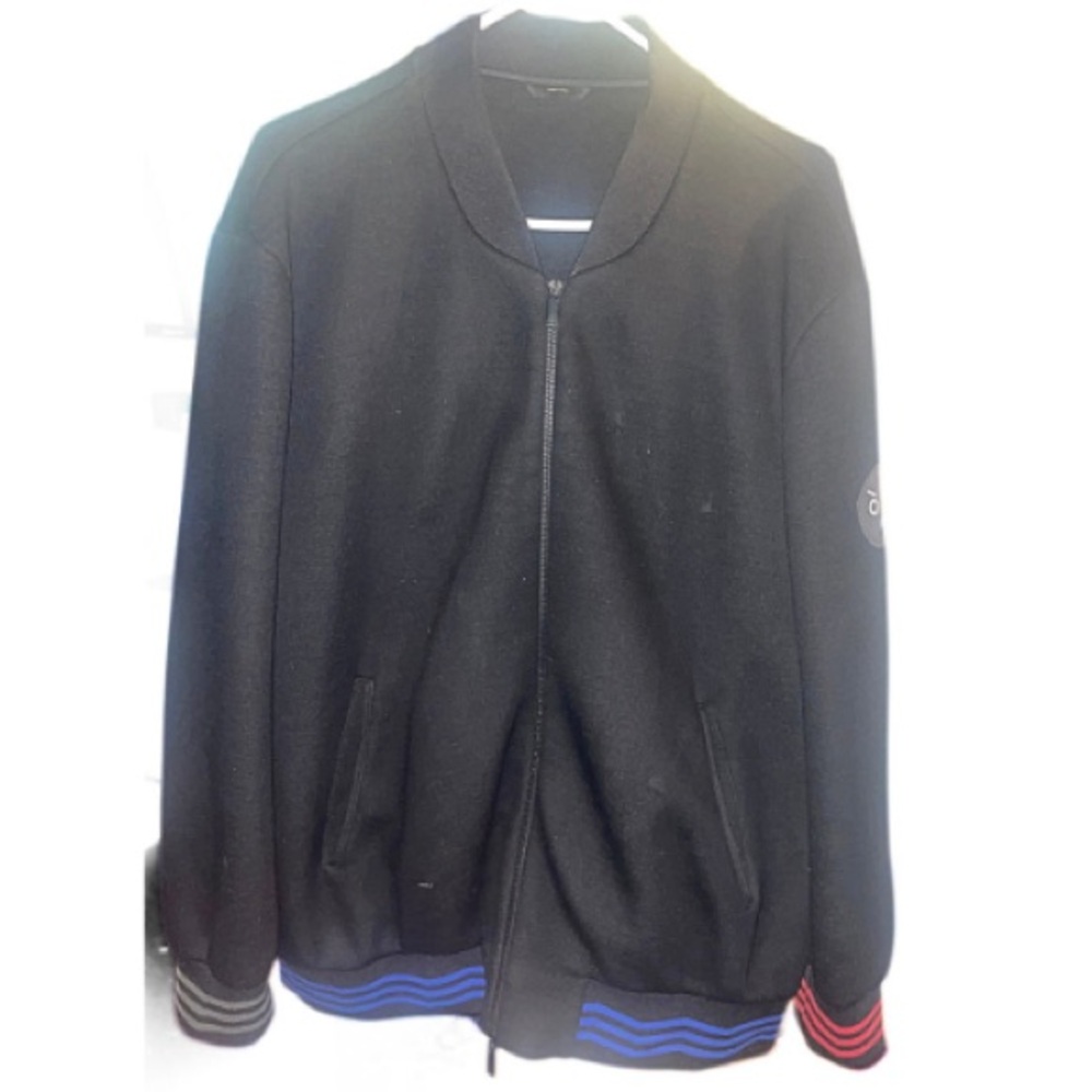 Fendi Black Bomber Jacket with Red and Blue Accents